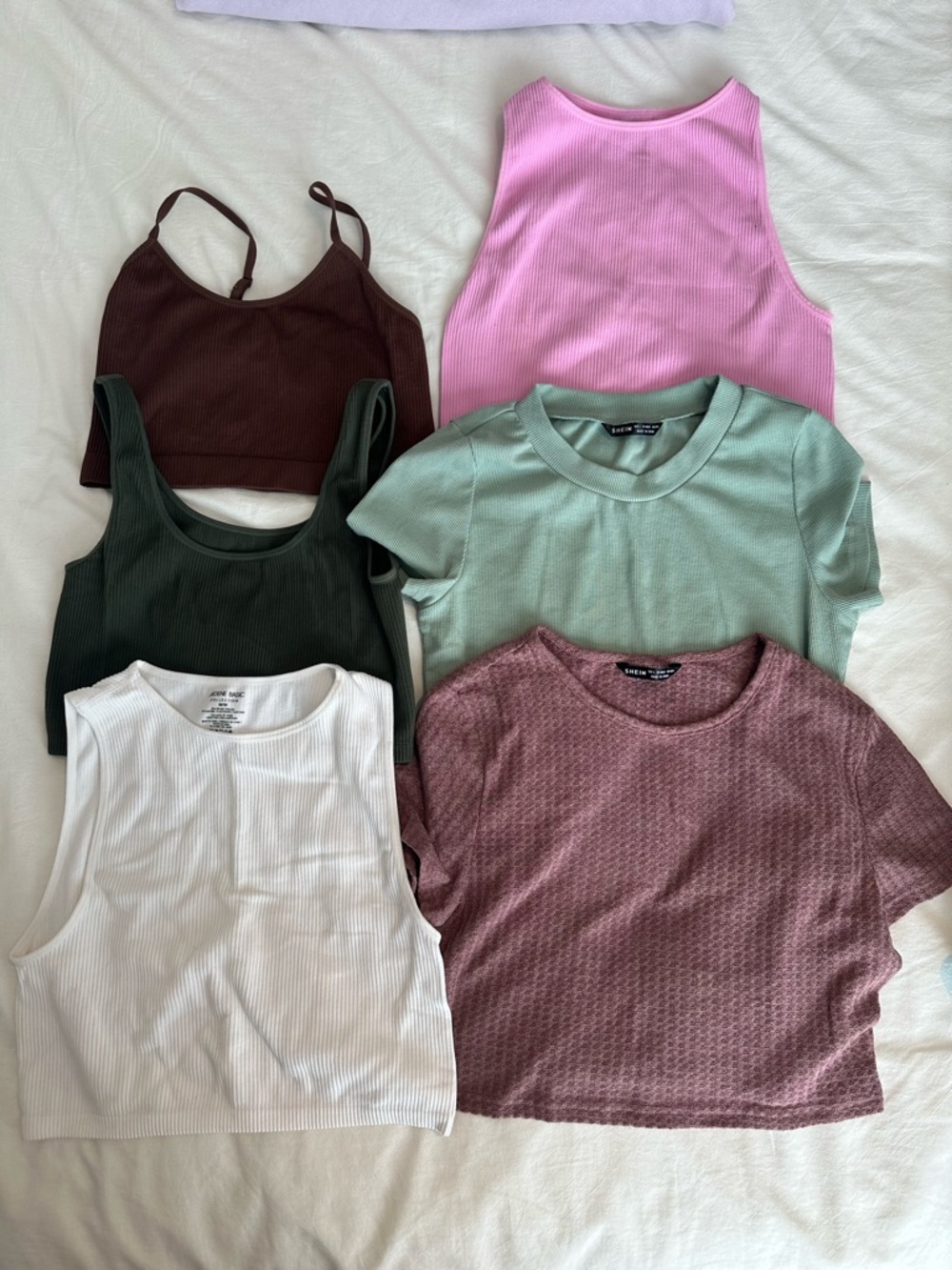 Ardene Women’s Tank & Crop Top Set — Pink, Mint, White, Green, Brown, Mauve